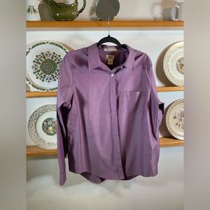 LL Bean Wrinkle Resistant Men's Button Down Long Sleeve Shirt L Solid Purple